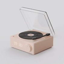PYHO 스마트 미니 블루투스 스피커 레코드 디자인 작은 오디오 테이블, 핑크