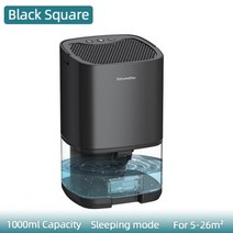 휴대용 공기 제습기 1000ml 물 탱크 수분 공기 건조기 홈 욕실 옷장 음소거 수분 흡수 LED 조명 습기 흡수 장치 공기 탱크, 영국 플러그, 검은 사각형