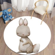 사이잘룩 러그 카페트 사이잘록 장식 카펫 만화 토끼 인쇄 영역 거실 바닥 매트 라운드 카펫 어린이를위한 플란넬 미끄럼 방지 매트