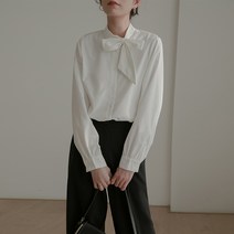 오버클래쓰 여성 블라우스 루즈 퍼프소매 데일리 기본 단색 남방