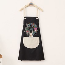 주방 가정용 앞치마 방수 오일 방지 여성 패션 귀여운 스타일 허리 남성용 작업복 맞춤형 인쇄, 그레이 화환 토끼 방수