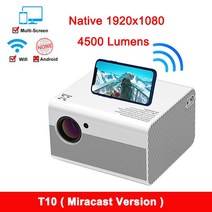 빔프로젝터 Salange T10 풀 HD 1080P 프로젝터 미니 LED Proyector 네이티브 1920x1080 4500 루멘 안드로이, 러시아, Miracast Version, 영국 플러그, 02 Miracast Version_04 영국 플러그