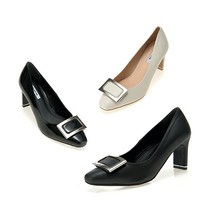 인텐스 여성용 메탈릭 스퀘어 장식 펌프스 7cm LCWD15I126