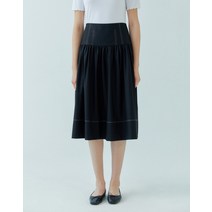 22SS 블랙 셔링장식 면 스커트 HSSK2B553BK