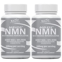 비타민B NMN Supplement 300mg NAD - (2 Pack) Nutri Ultra High Absorption Stabilized Nicotinamide Mononuc