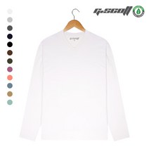 지스캇 남여공용 베이직 오가닉코튼 브이넥 긴팔티셔츠