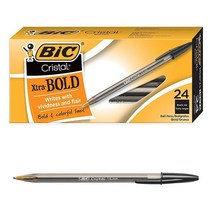 빅 BIC 크리스탈 엑스트라 볼드 볼펜 블랙 두꺼운 굵기 1.6mm 24개입, Black_1 Count (Pack of 1)
