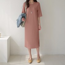 데일리앤 오들리 베이직 라운드 반팔 롱원피스