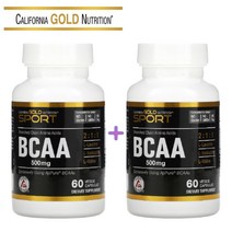 (1+1) 캘리포니아골드뉴트리션 CGN BCAA 500mg L 발린 아이소류신 분지쇄 아미노산 60 베지캡슐 2팩