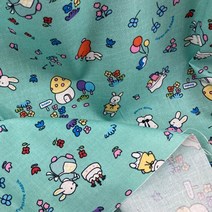 앤패브릭 면원단 래빗라이프 2color 패브릭 원단, 민트