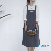 SMALLRICE 원피스 앞치마 주방 요리 앞치마 면 커피숍 꽃집 다방 아티스트 작업복, 다크 그레이