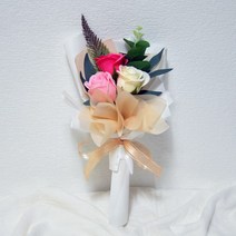 플로랄벨로 세송이 장미 비누꽃 실크플라워 미니 꽃다발, 핑크