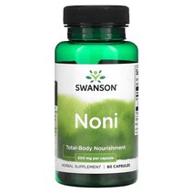 스완슨 Swanson Noni 500mg 60 Capsules, 60정, 1개, 60정