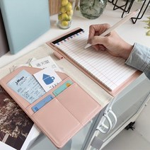 고급스러운 펜꽂이 가죽 바인더 리갈패드 노트패드 커버 펜 명함 꽂이, 네이비블루