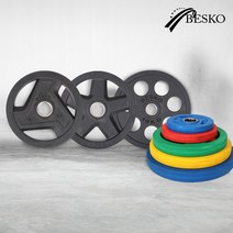 베스코 중량원판 2개 SET 헬스장바벨 바벨 헬스 홈짐, 20kg 2개, 3홀 블랙