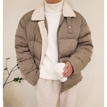 남자 카라 양털 덕다운 숏패딩 점퍼 자켓 2컬러