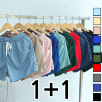 [ 1+1 ] 2장 세트 남녀공용 여름 스판 밴딩 쿨 3부 반바지 팬츠 (2733-2)