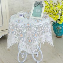 커버 티 세트 커버 타월 작은 티 테이블 패브릭 먼지 헝겊 커버 천 유럽 스퀘어 타월 작은 티 트레이 먼지 타월, 60*60cm 사각형 * 1 개, 별, 흰색과 파란색