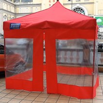 포장마차 투명 움막 천막사 천막 방수 붕어빵천막 2, 3x3m 4면 투명 빨간색 반자동 프레임