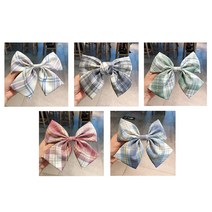 올림머리 반묶음 데일리 체크 리본 머리끈 헤어핀 5종