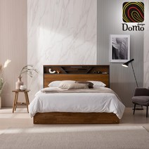 [도모디자인] 보니타 LED 고무나무 원목 수납 라지킹침대 이태리 메모리폼 매트리스(1800), 내추럴