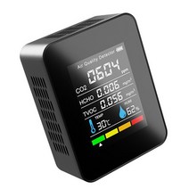 포름알데히드측정기 5 in 1 공기 모니터 co2 이산화탄소 감지기 공기 VOC 측정기, 블랙