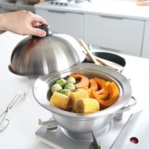 스테인레스 찜기 스팀찜기 돔뚜껑 멀티 스티머 304스텐 찜 세트 2사이즈, 라지