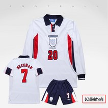 축구유니폼 잉글랜드 국가대표팀 구기운동복 1998월드컵 7호 베컴 오언 긴팔 세트 빈티지 축구복