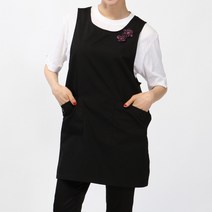 DAE153 보라꽃장식 요양보호사 주방 원피스앞치마, DAE153 검정M