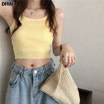 DFMEI 타이트 니트나시 민소매 여 슬림핏 티셔츠 상의 이너