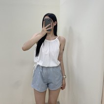 VANANA2 여성 끈 셔링 홀터넥 스트링 나시 블라우스 2color