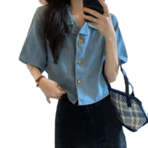 나도퀸 디아토 크롭 반팔 청자켓***판매자 퀸앤조이***