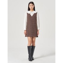 [에잇세컨즈] 브라운 체크 레이어드 미니 원피스 (322X71BY1D) (322X71BY1