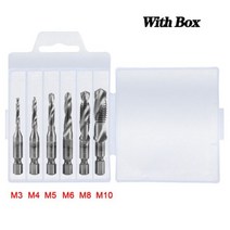 금속절단기 철근 1/6Pcs 드릴 비트 세트 육각 섕크 티타늄 도금 HSS 나사 스레드 스크류 기계 복합 탭 M3 M4 M5 M6 M8 M10 손 도구, [29] 6Pcs Silver Set