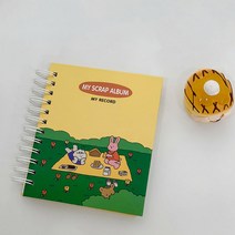 [떰띵마켓] 큐티 접착식 바인더 포토앨범 사진인화 카메라 네컷앨범 앨범 포카바인더 포토북 사진앨범 생일파티 콜렉트북 앨범파는곳 포카슬리브 포카홀더 북커버 띠부씰앨범 빈티지다꾸, 옐로우
