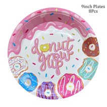 초대장 카드 도넛 인쇄 축제 생일 파티 초대장 카드 여자 샤워 용품, 03 9inch pink 8pcs