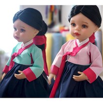 인형 한복 만들기 DIY 옷소매 삼회장저고리 긴댕기 연지 미미 사리엘 마론, 분홍세트, 패턴과 설명서만, 바비
