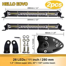 자동차 조명 운전용 슬림 LED 바 작업등 오프로드 보트 자동차 트랙터 트럭 4x4 SUV ATV 11 인치 21 12V 24