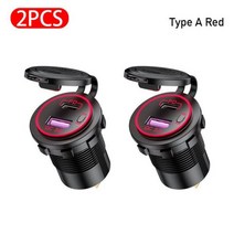 시거잭 주행충전기 차량용 파워뱅크 12V-24V USB 자동차 전화 충전기 QC3.0 5V 3A 소켓 고속 충전 PD 포트, 05 Type A Red 2pcs