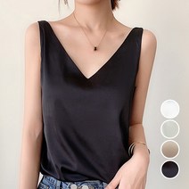 슬리브리스탑 V넥 골지 끈나시 크롭 티 민소매 R116