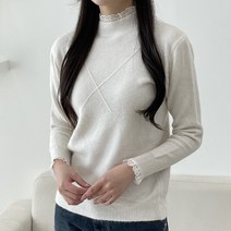 루니드 러블리 레이스 반폴라 긴팔 니트티셔츠