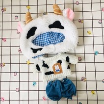 무속성솜인형 무속성인형 아이돌인형 수제 도착 인형 옷 봉제 인형 복장 암소 스웨터 데님 반바지 모자 세트 인형 액세서리 235, 3개, 20cm