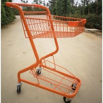 슈퍼마켓 쇼핑 카트 트롤리 핸트카트 장바구니캐리어, E 오렌지