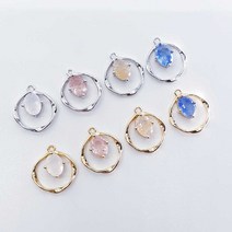 물방울 컬러 큐빅 꼬임링 펜던트 팔찌만들기 목걸이만들기 귀걸이펜던트 동대문부자재 키링부자재, 샴페인, 실버 (OR)