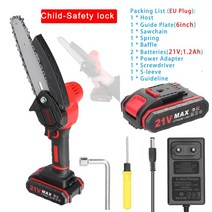 전기톱 전동 전기톱 휴대용 전기 가지치기 톱 인치 작은 나무 분할 브러시 모터 정원용 한 손 사용 목공 도구 소형 목재 절단 한손 정원 원예, Set1 EU-2