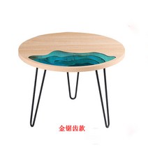 우드슬랩 수지 레진 카페 자작나무 우드슬랩테이블 테이블 우드슬랩식탁 에폭시레진 레진테이블 하천 차 탁자 실목 소형 주택 경사 현대 심플 2021 신형 왕홍화 몇 거실 창문, 생태판 금톱니   직경 590mm 현물   두께 25m