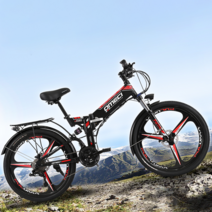 OMECI 접이식 전기산악 자전거 24/26 인치 리튬배터리 오프로드 MTB 남녀 전동, 26인치/21단 일체형 휠 오일 브레이크(화이트)