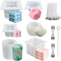 NICAVKIT 6Pcs 양초 제조용 실리콘 캔들 몰드 세트 버블 3D 베이킹 디저트용 케이크 두유용 비누 DIY 향초, 6Pcs Candle Molds Set