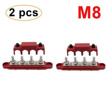 차 캠핑카 부품M8/M10 RV 선박 버스 바 고전류 배선 스터드 레드/블랙 4 배전 블록 1/2 개, 05 2pcs-M8-Red