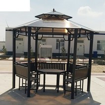 정자 옥상 야외 바베큐 원두막 테라스 정원 마당 펜션 팔각정 그늘 막 정자 테이블 의자 세트 차양 차광 하비리아, L